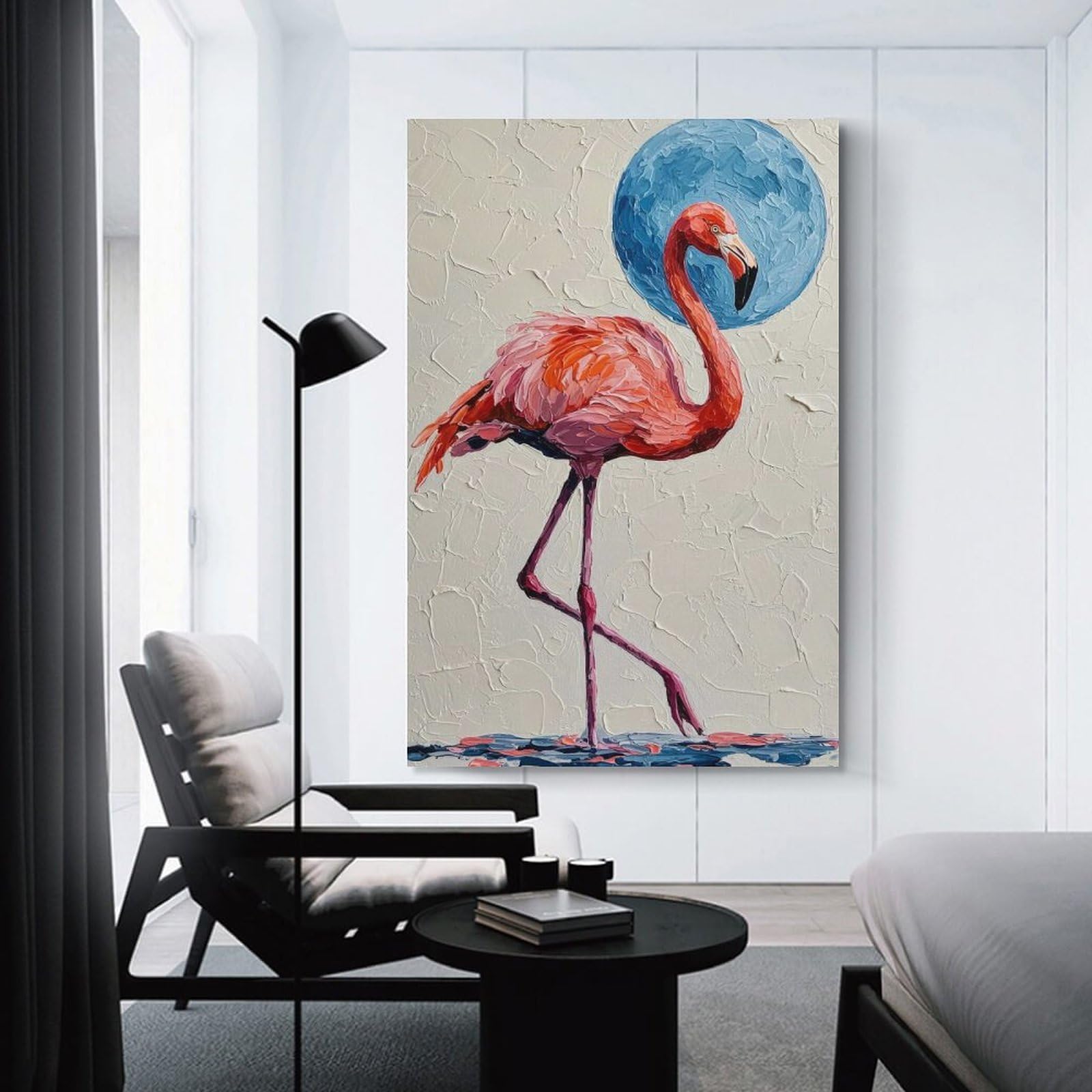 Junmoney Unframe-Style-5 Pink Flamingo Painting Canvas Wall Picture, 16X24inch(40X60cm), For Study, Office Or Focused Interiors, Home Office Artwork With Decorative Appeal