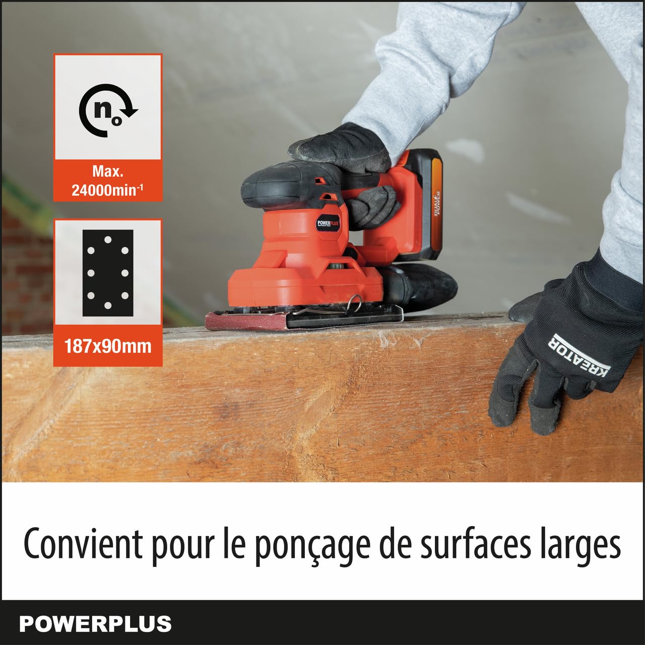 PowerPlus Ponceuse vibrante 20V (SANS BATTERIE)