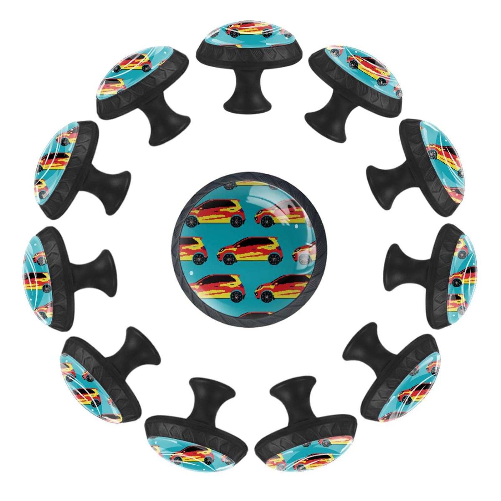 Boutons de tiroir ronds voiture dessin animé 35mm lot de 12 pour crèche et commode
