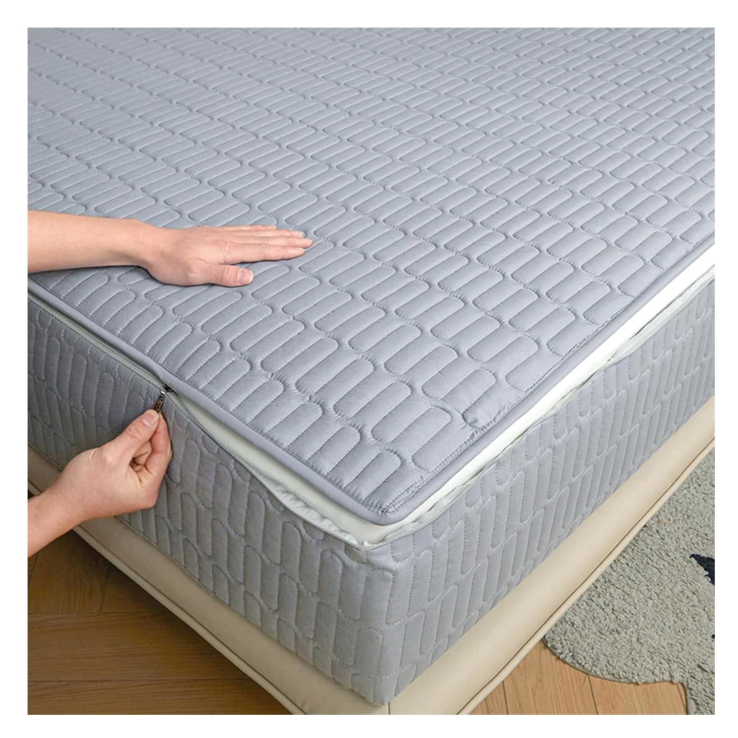 Wygodny wodoodporny ochraniacz na materac 150 x 200 oddychający pokrowiec zapinany na zamek błyskawiczny na materace 135 x 190 i 90 x 190 cm (niebieski 150 x 190 x 12 cm)