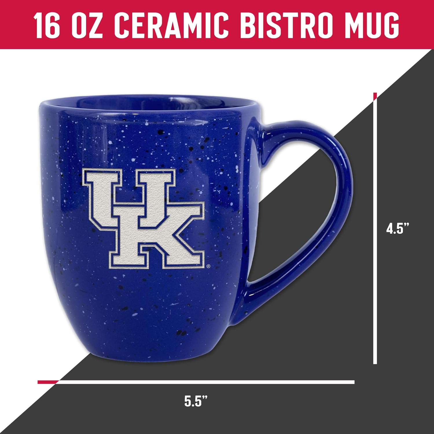 Rico Industries NCAA Kentucky Wildcats Royal 16 oz Team Color Laser Engraved Speckled Ceramic Coffee Mug - Image 5
