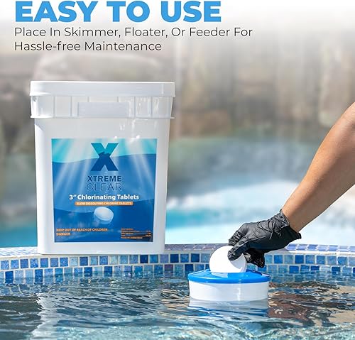 Miniatura 3 de XtremeClear 45 libras de tabletas de cloro, tabletas de cloro para alberca y spa de 3 pulgadas de larga duración, tabletas de cloro de disolución