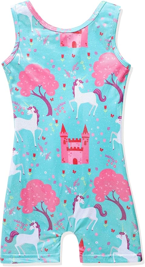 HOZIY Girls Gymnastics Leotards for Kids Tumbling Outfits Biketard Sparkle Adorable Pattern