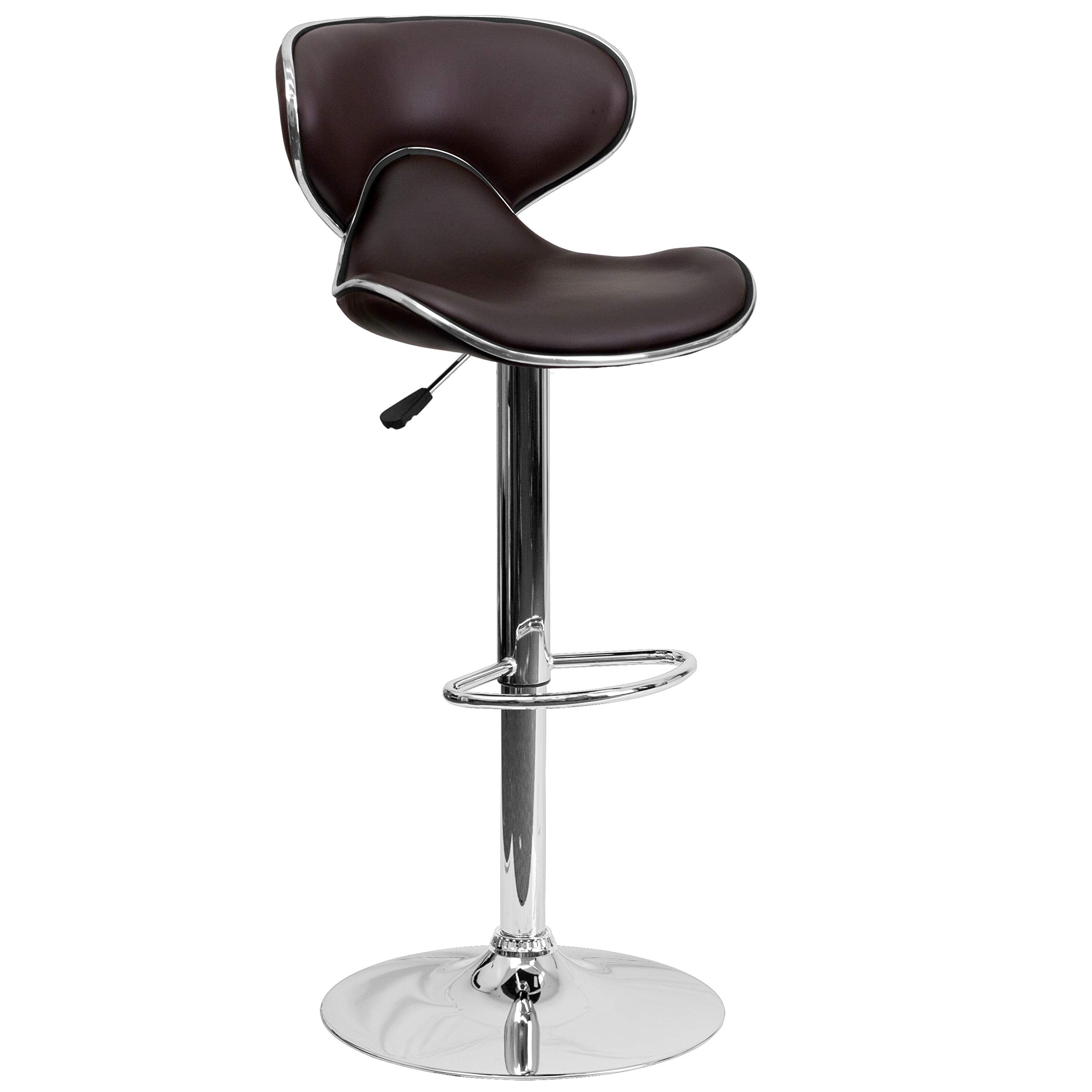 Flash Furniture Aidan - Set di 2 sgabelli da Bar in Vinile con Schienale Medio, Altezza Regolabile, con Base cromata