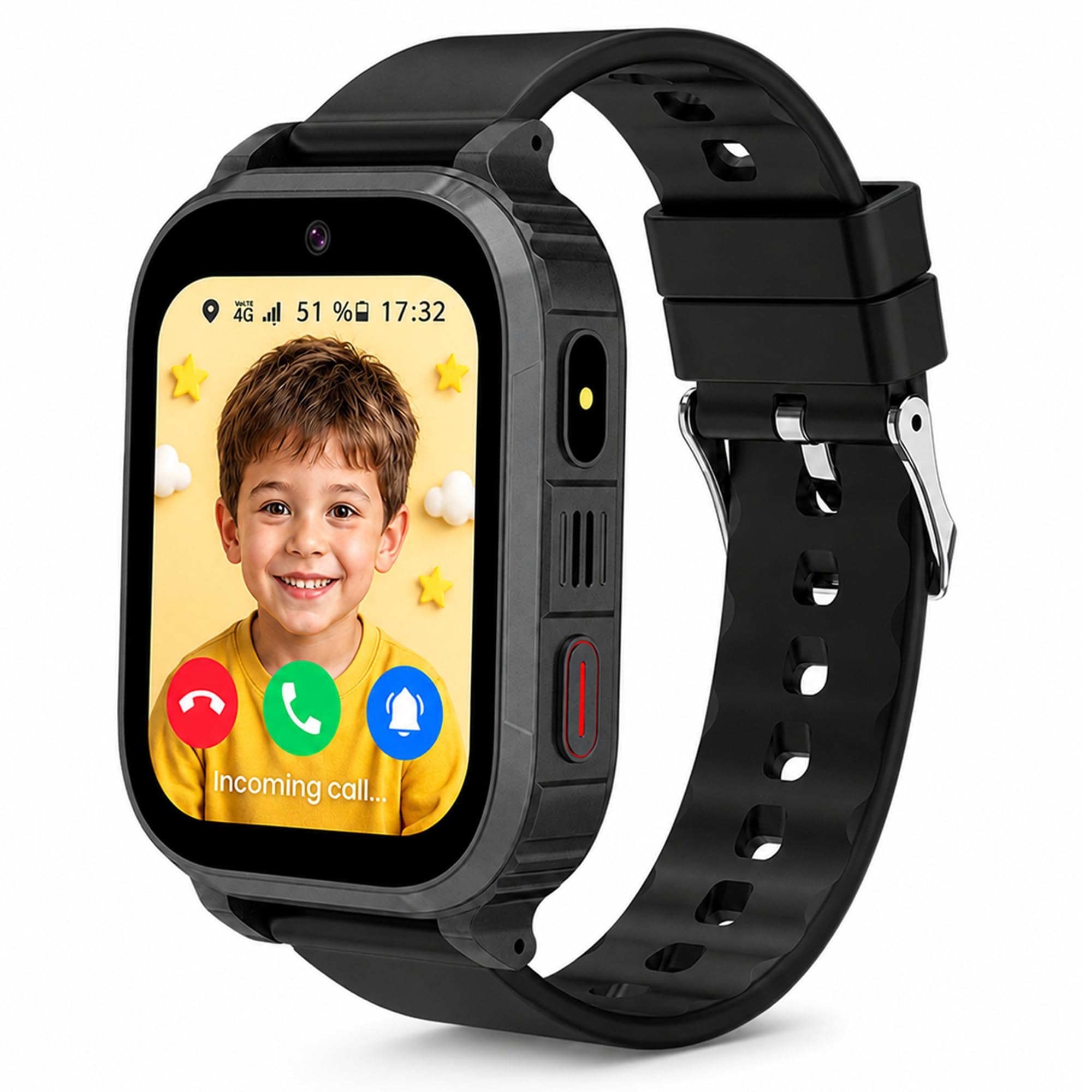 4G Reloj Inteligente Niño con GPS y Videollamada, Smartwatch Niños con SOS, llamadas, Chat de Voz, Modo Escuela, Podómetro, Despertador, IP68, Linterna, Reloj GPS Niño Regalo para Niños Niñas, Negro