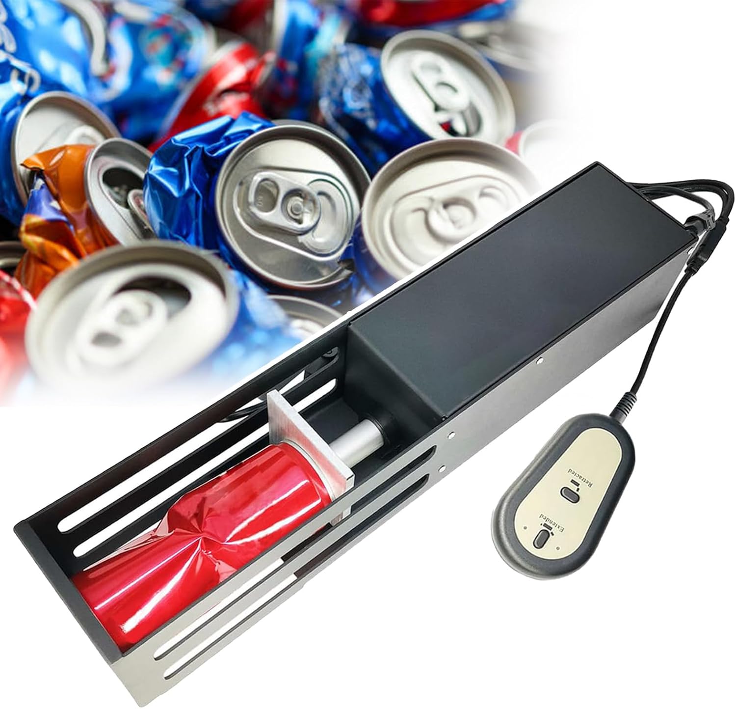 Electric Can Crusher,Aluminium Drinking Tin Can Recycle Tool,12-16 Ounce Aluminum Cans,6-12 Ounce Plastic Water Bottles,Automatic Can Crushers,Used for Home and Commercial Use,White (Black)