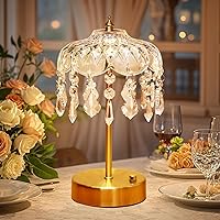 Staryou Vintage Crystal Flower Lamp - 3 Colors, 10 Brightness, 3600mAh Rechargeable Cordless Table Lamp for Bedroom Decor & Romantic Gifts