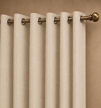 LINENWALAS 100% True Blackout Door Curtains 7 Feet Long Set of 2 | Embossed Herringbone Leaf Design |Room Darkening Curtain | Thermal Insulated Curtains for Living Room, Bedroom (129 x 215 cm, Beige)