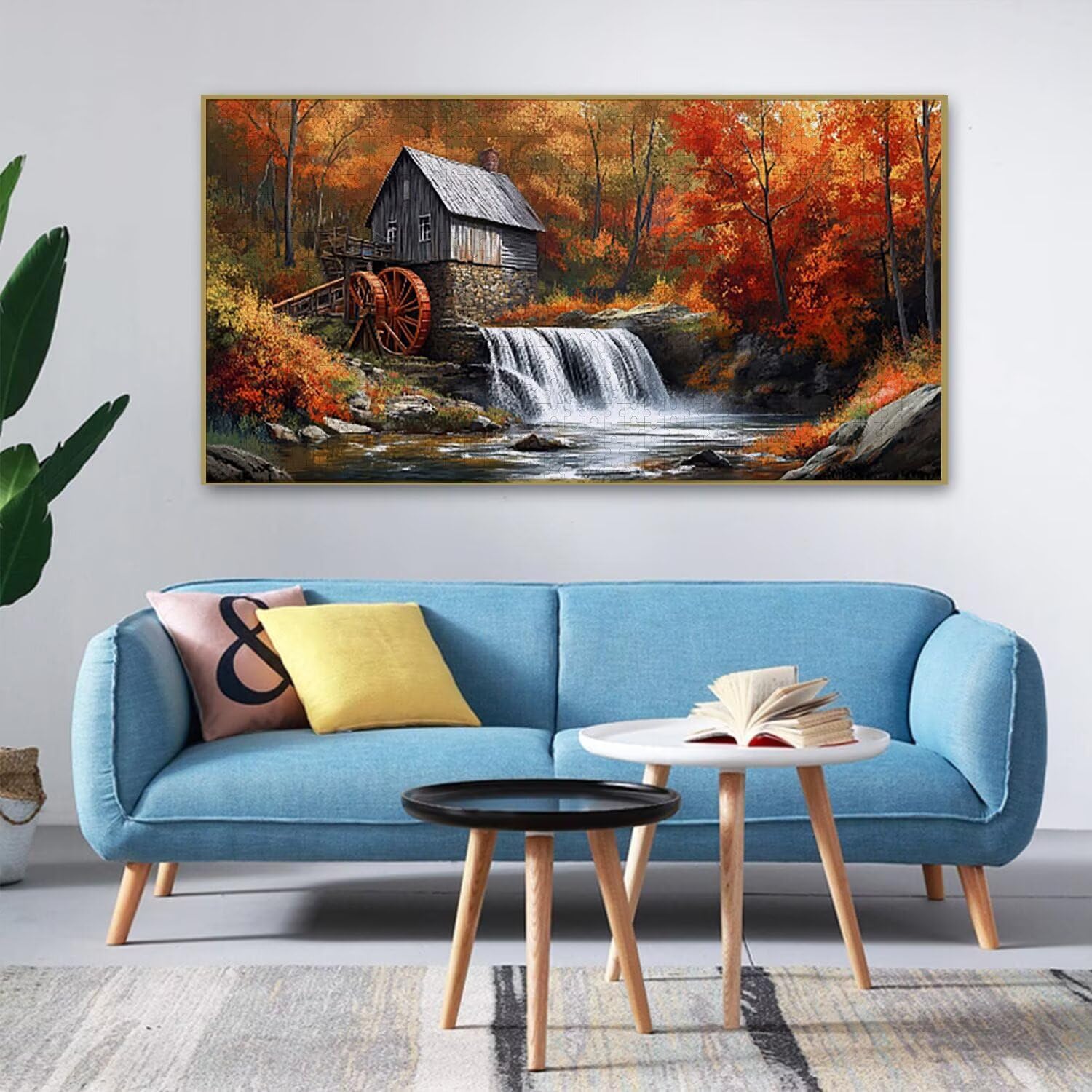 Puzzle dla dorosłych 1100 elementów, puzzle domek wodospadowy, puzzle dla dorosłych klasyczne i od 14 lat junior, rodzinne puzzle rozrywka w domu prezent 87x42cm l-785