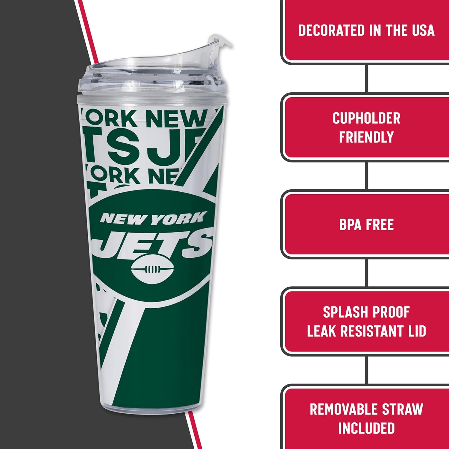 NFL Football 24oz Acrylic Tumbler with Hinged Lid, Officially Licensed Double Wall Tumbler for NFL Fans - Image 8