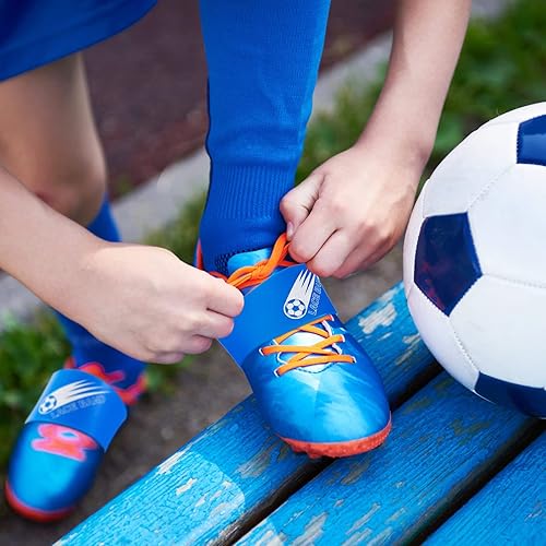 Miniatura 10 de 4 piezas de bandas de encaje de fútbol para jóvenes, tacos deportivos para niños, protector de cordones de zapatos de fútbol para temporada de fútbol