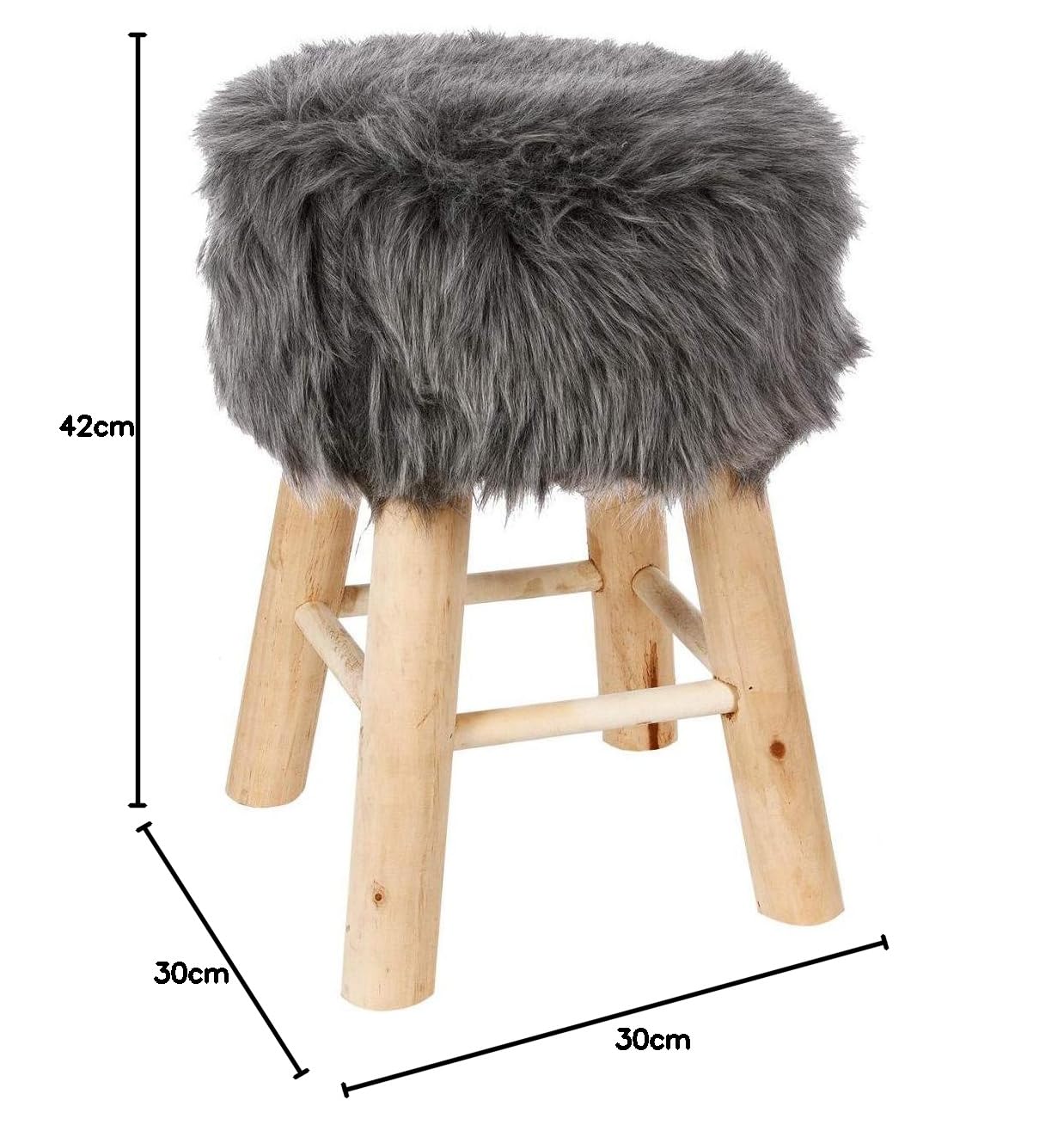 Atmosphera Taburete Pouf Piel Gris