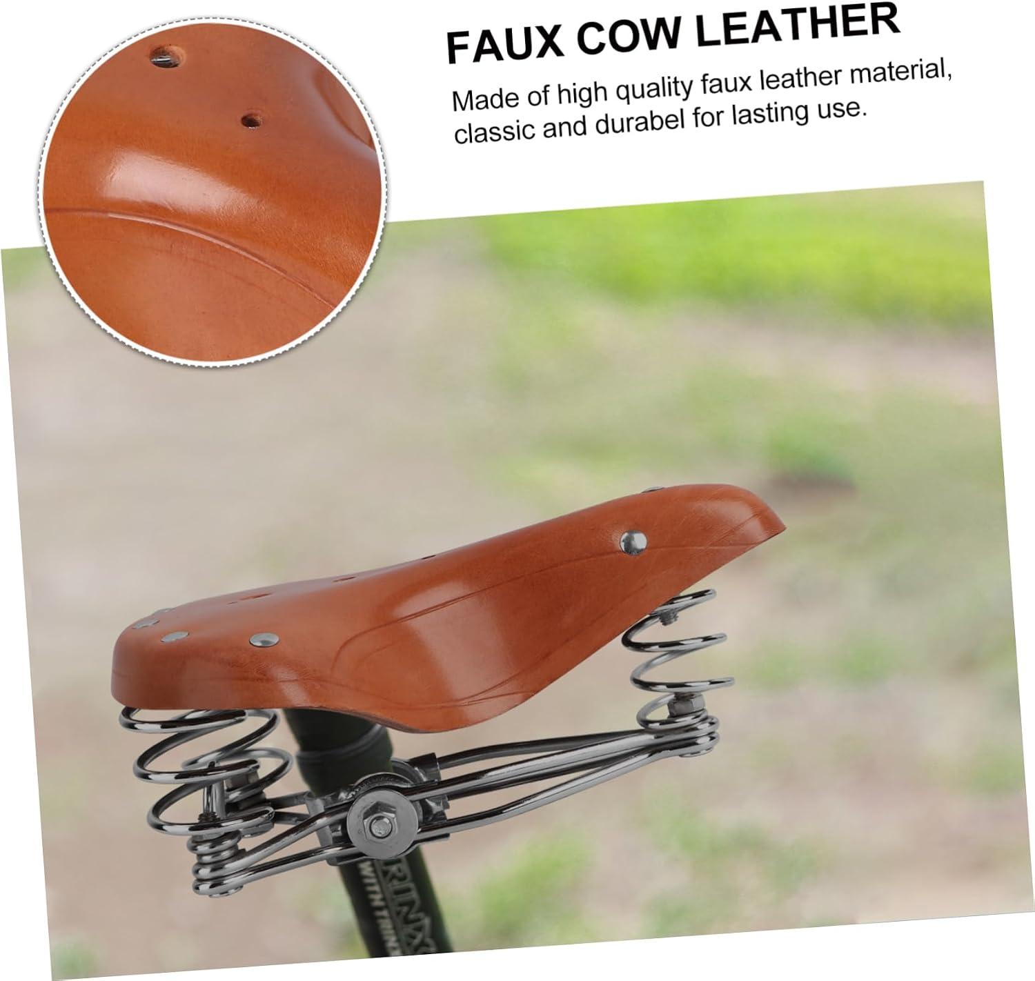 SUPVOX Faux Leather Bike Seat Wide Padded Saddle Comfortable Riding for Road Mountain Bikes Easy to Mount Random Color