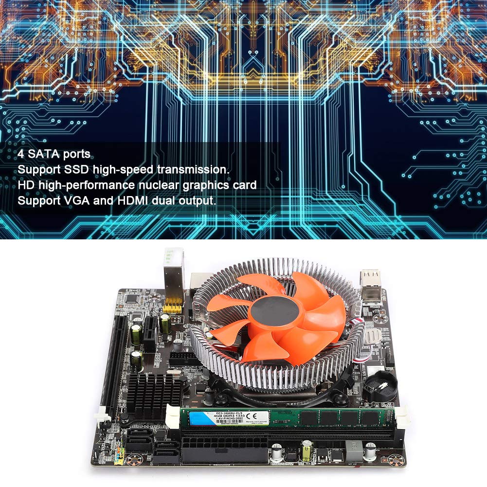 Sxhlseller Conjunto de Placa Base de Escritorio I5, Placa Base B75 Memoria DDR3 VGA 4G HDMI Salida Dual Dual-USB 3.0 SATA3 Piezas de Computadora