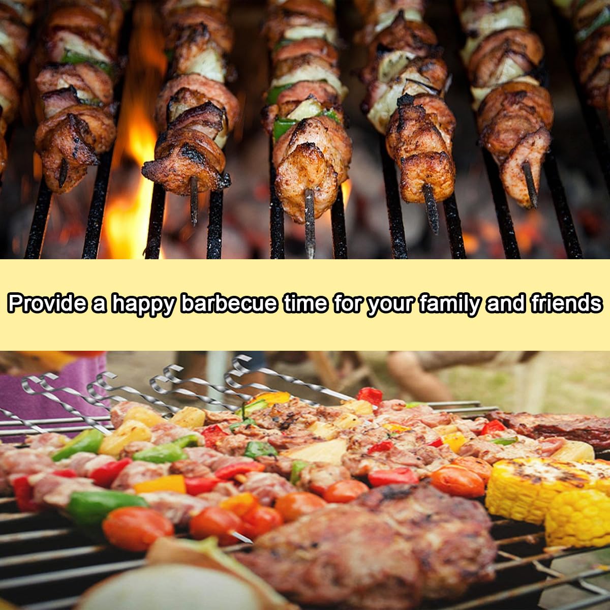 24 Pièces Brochette inox, 30cm Brochettes de grillades, Brochettes RéUtilisables en Acier Inoxydable, Brochettes Pour Griller, Brochette Réutilisables pour Barbecue,Viande,légumes (A-24 Pcs-30 Cm)