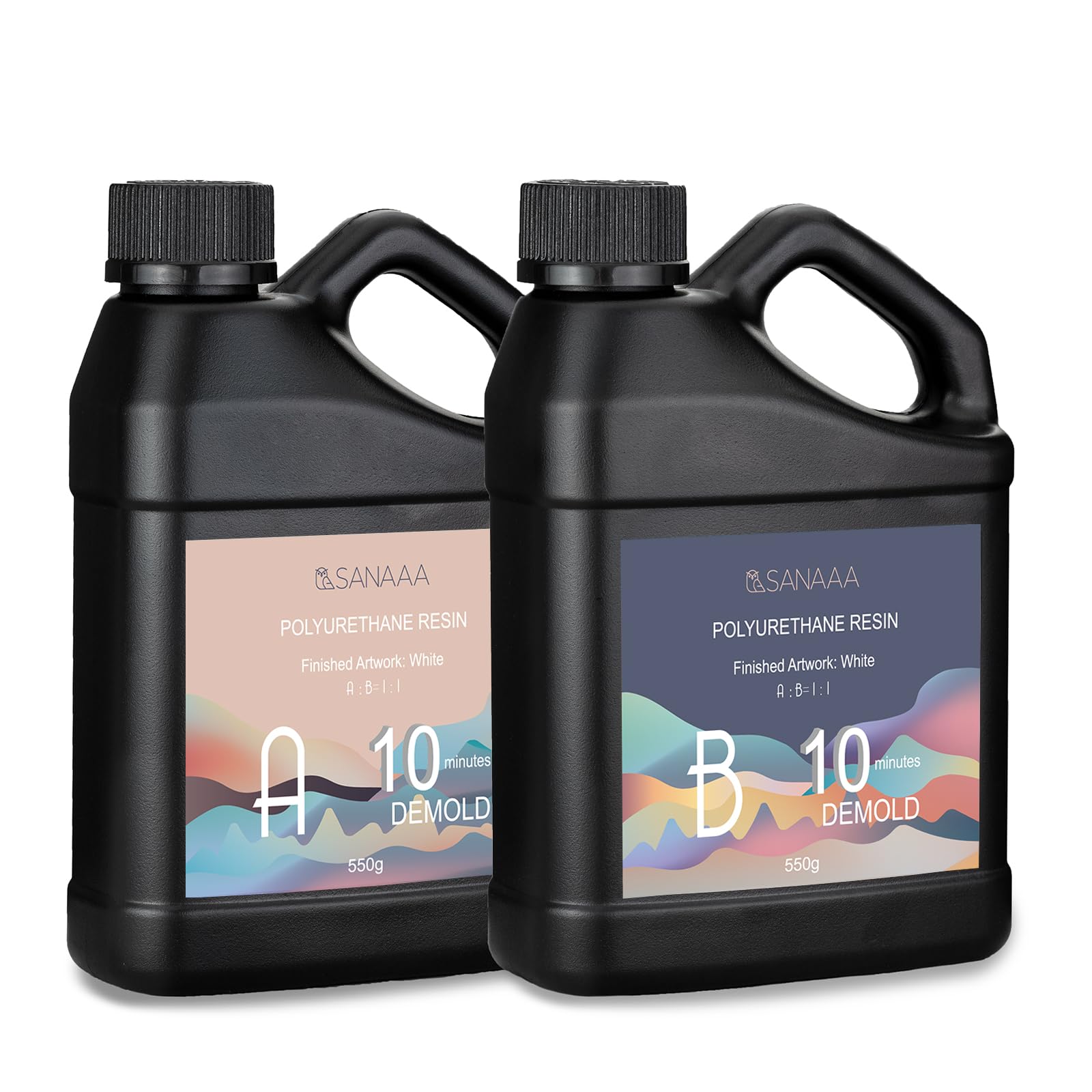 SANAAA Résine polyuréthane, résine bicomposante de 1100 g, résine à durcissement Rapide en 10 Minutes, Plastique pour Le Moulage de modèles, prototypes et Autres Objets artisanaux en résine.