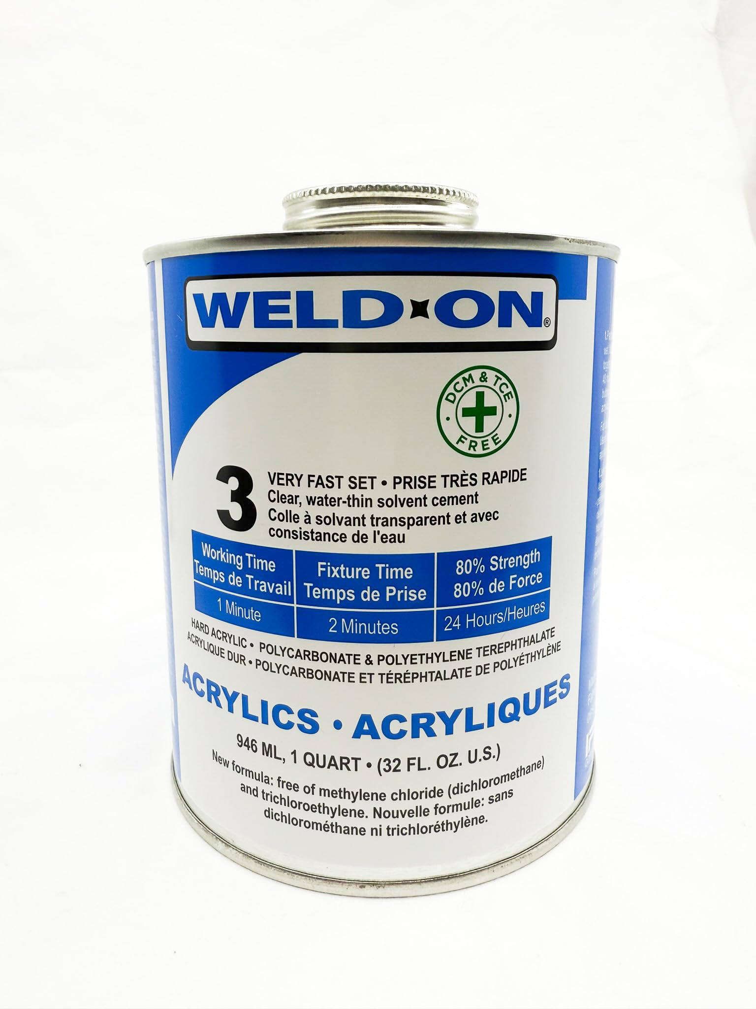 SCIGRIP IPS Weld-On #3 Acrylic Adhesive DCM & TCE Free (Quart) with Applicator Bottle & Needle