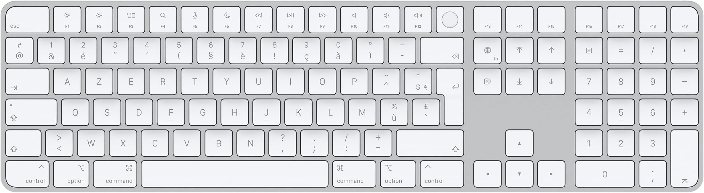 Apple Magic Keyboard with Touch ID and Numeric Keypad: Wireless, Bluetooth, Rechargeable. Works with Mac Computers with Apple Silicon; French - White Keys
