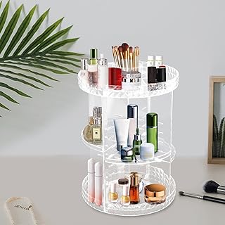 Organizador de maquillaje giratorio, almacena...
