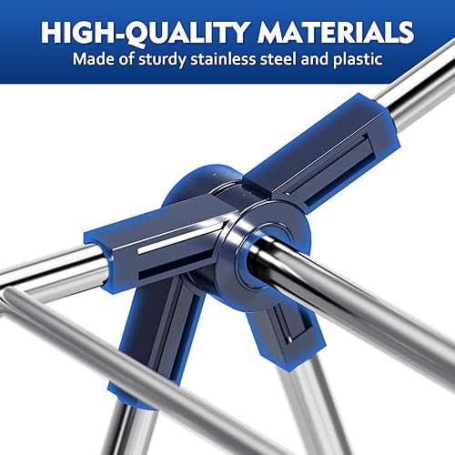 Miniatura 4 de APEXCHASER Tendedero de secado de ropa de acero inoxidable con altura ajustable, plegable, para uso en interiores y exteriores, sin montaje