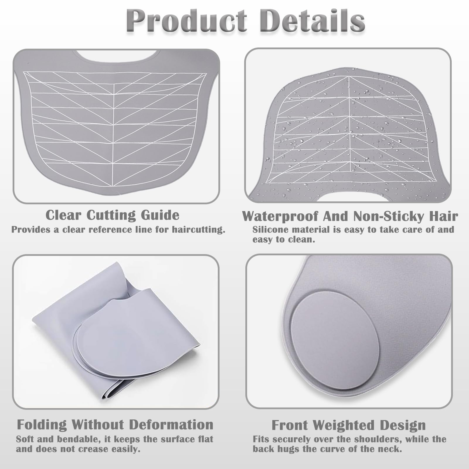 Capa de corte de cabello grande, de silicona impermeable, para teñir el cabello, cuello con pautas ponderadas, capa de corte para peluquería estilista, corte de pelo, coloración de cabello 6