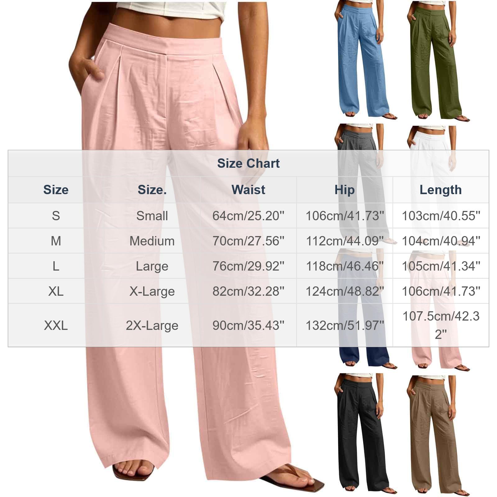 Générique Pantalon Fluide À Taille Haute pour Femme avec Poches Et Fermeture - Pantalons Large Style Athleisure, Coupe Droite, Idéal comme Pantalon Décontracté pour Les Sorties D'Été
