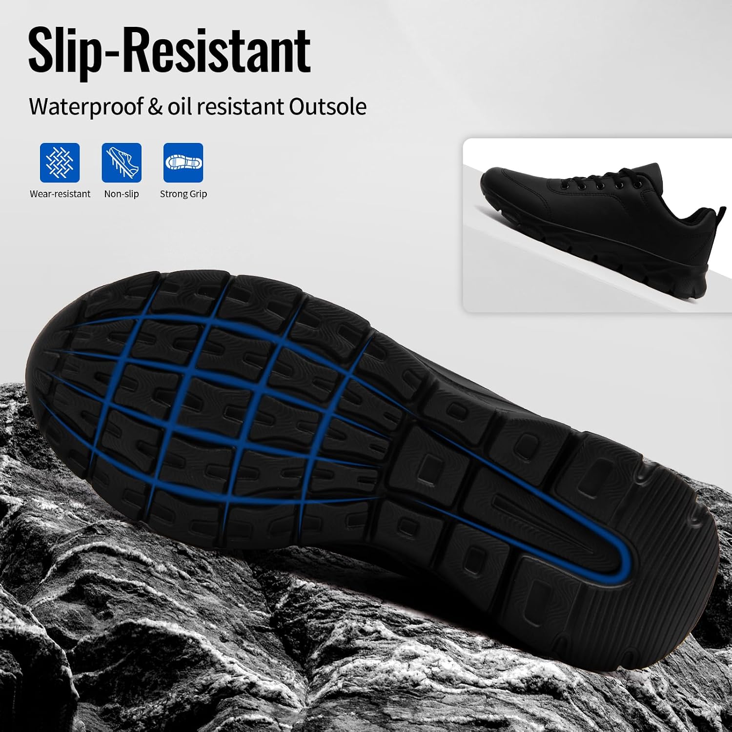 Non Slip Work Shoes for Men Walking Sneakers Leather Waterproof Oil Resistant Food Service Chef Restaurant Kitchen Shoe Lightweight Comfort Working Zapatos Trabajo