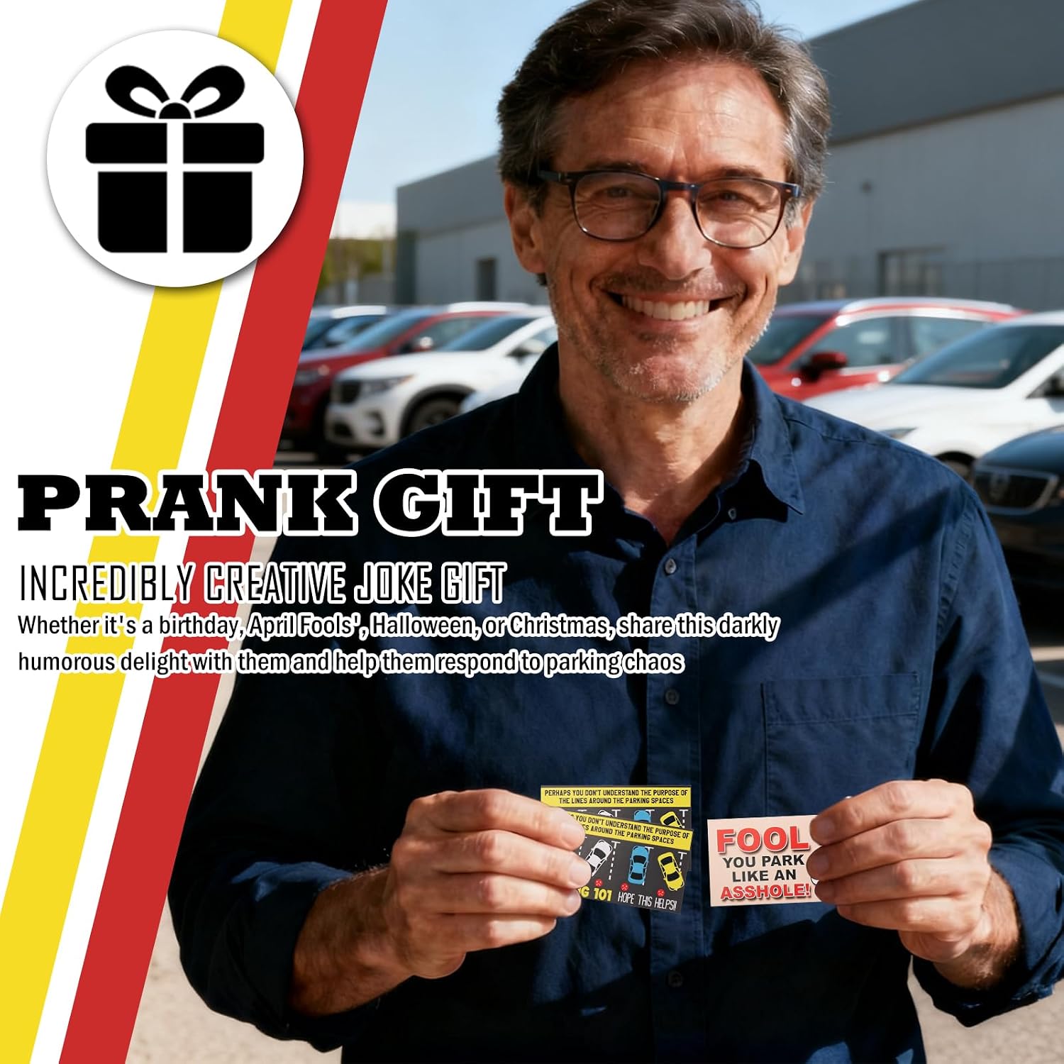 60PCS 3x2 Bad Parking Cards,Funny You Parked Like an Asshole Cards Fit for Under Doors/Wiper Arms,Parking Card for Bad Parkers with Realistic 100 Dollar Bill Design as Prank Gift