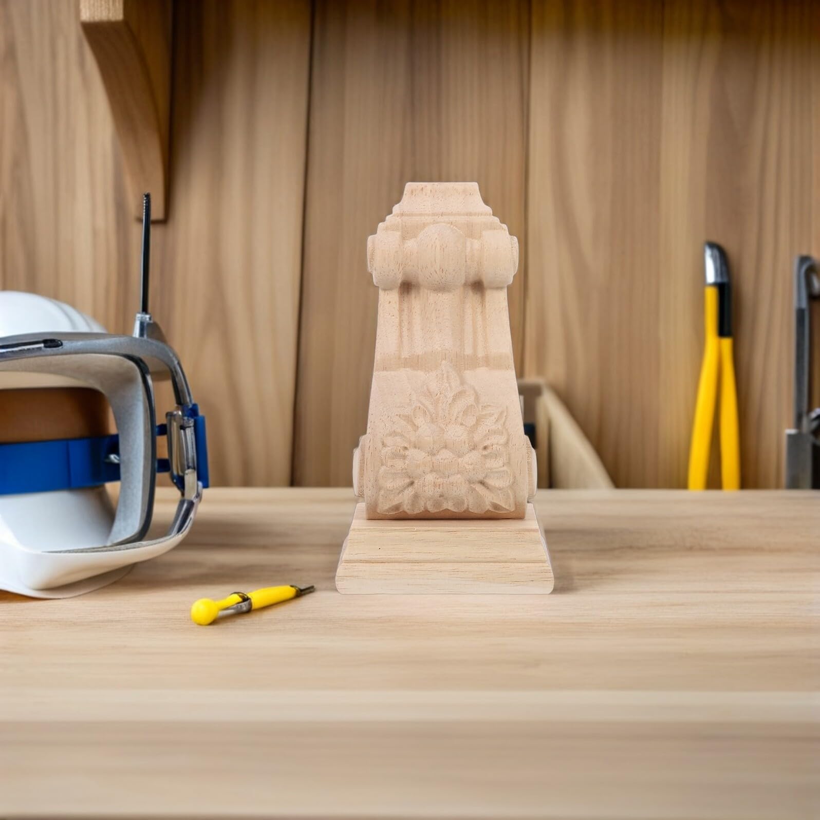 Alipis Ménsula Decorativa sin Pintar Estilo Europeo de Madera Tallada Patrones Detallados y Soporte para Vigas o Puertas en Decoración Rústica de Pared