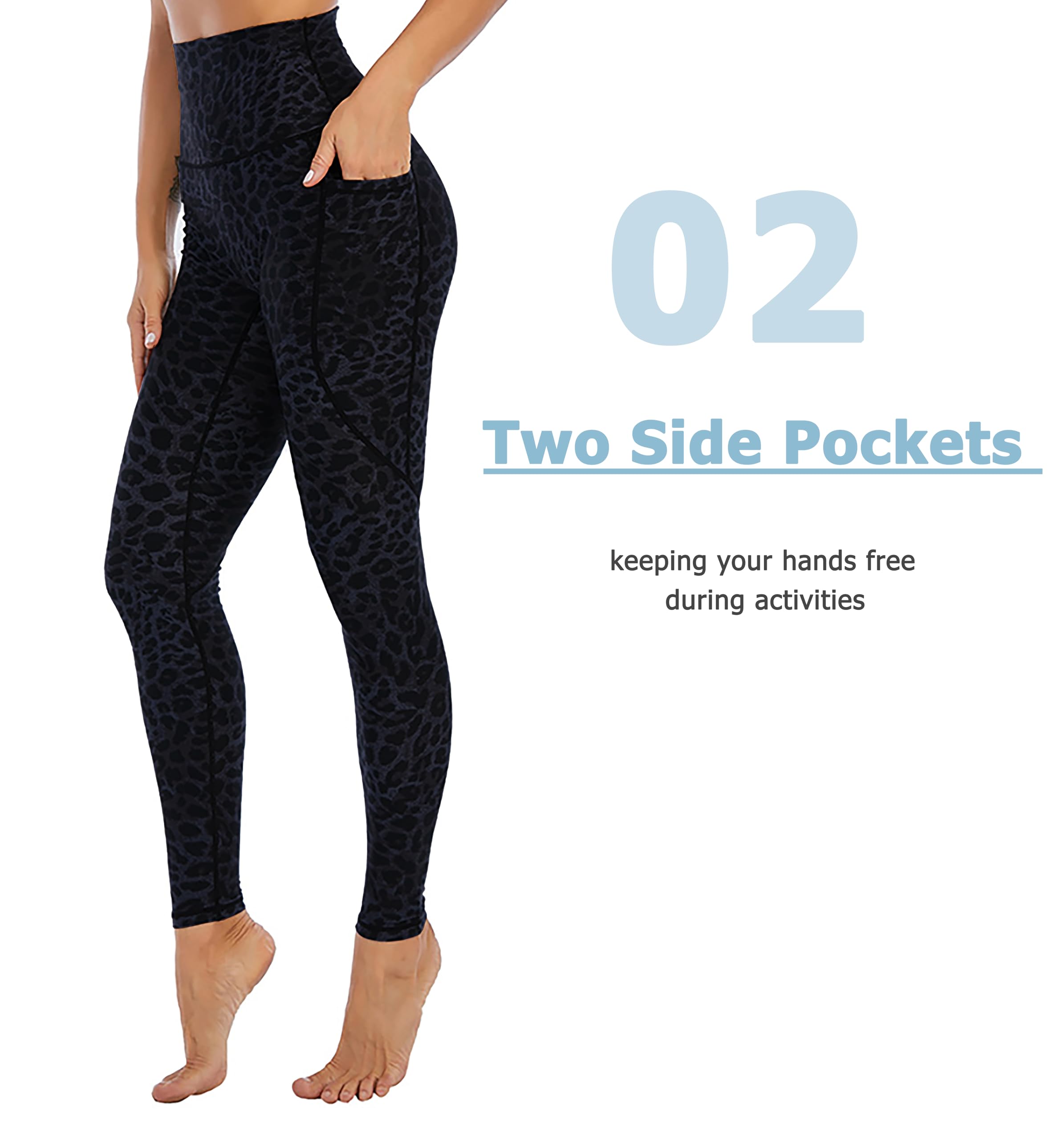 Leggings de leopardo para mujer, con estampado animal, cintura alta, pantalones de yoga con dos bolsillos grandes, suaves como la mantequilla, para entrenamiento, correr, tallas XS-XXL UK