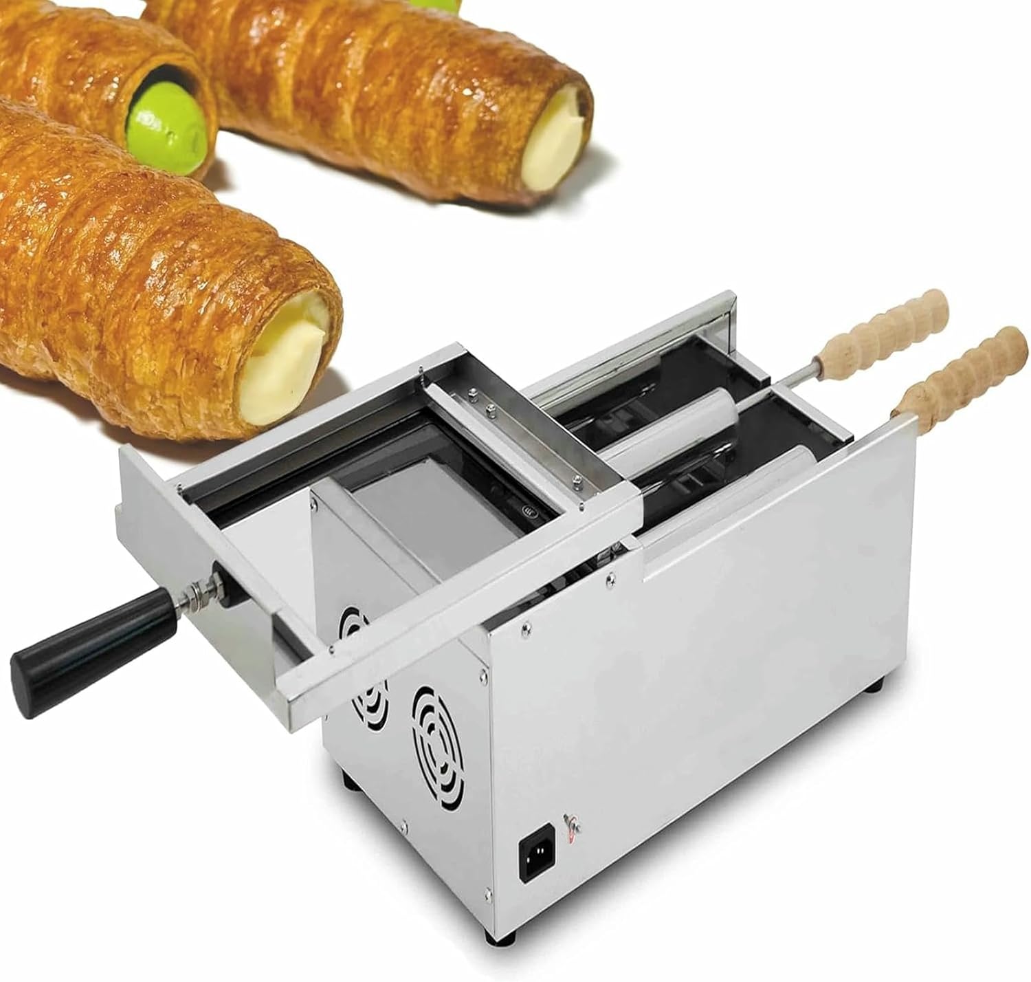 Commercial Chimney Cake Oven Machine, Electric Kürtőskalács Maker with 2 Non-Stick Rollers, Hungarian Chimney Bread Baker for Home & Business Use