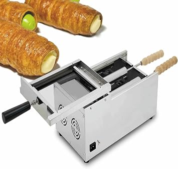Commercial Chimney Cake Oven Machine, Electric Kurtoskalacs Maker with 2 Non-Stick Rollers, Hungarian Chimney Bread Baker for Home & Business Use