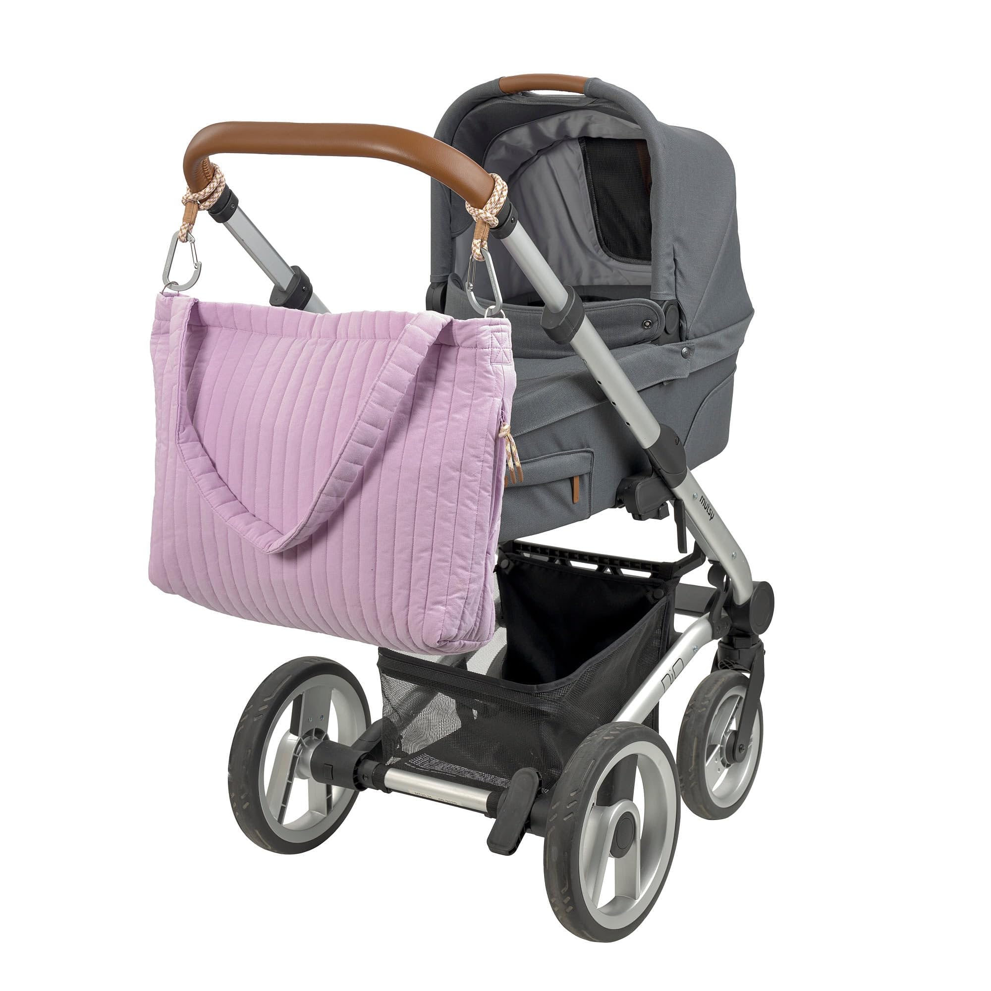 LÄSSIG Bolso cambiador shopper con fijación para cochecito/Casual MIX Shopper Cotton lavender