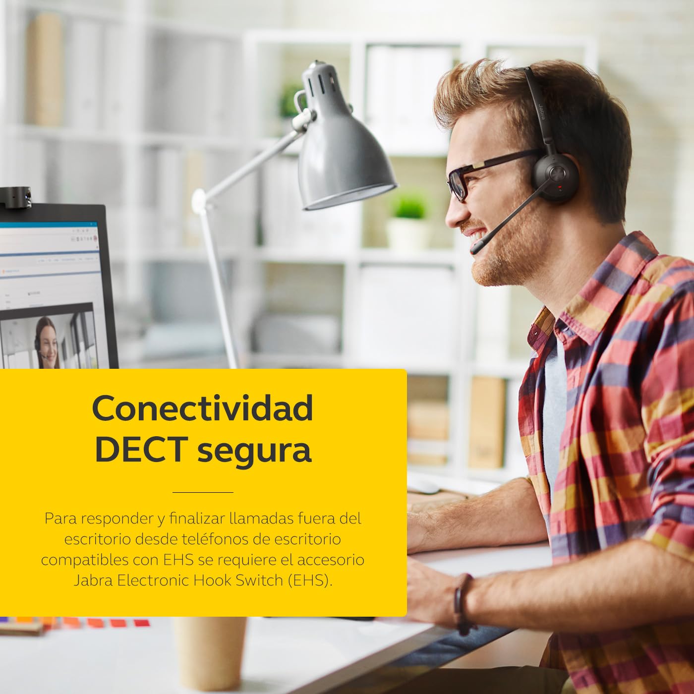Engage 65 SE Mono Headset, Base, Power Supply, 1.5m USB-C to USB-A Cable, Desk Phone Cable, Quick Start Guide, Warranty and Warning (Hojas de Seguridad) (Reacondicionado)