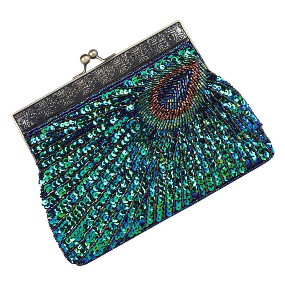 Alipis Azul Bolso de Noche Lentejuelas Retro Tipo Clutch para Mujer