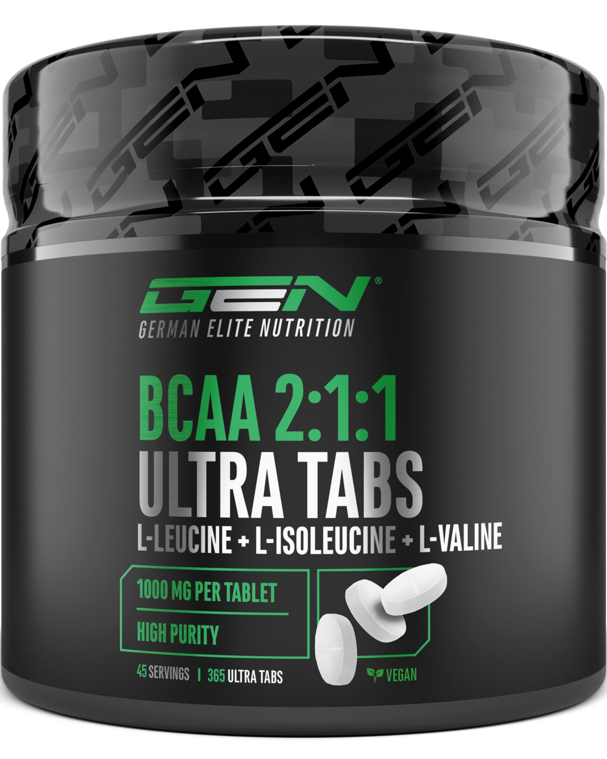 BCAA Ultra Tabs - 365 Comprimés avec 1000 mg de BCAA par Comprimé - Ratio Optimal 2:1:1 - Complexe d’Acides Aminés à Base de Leucine, Isoleucine & Valine - Vegan