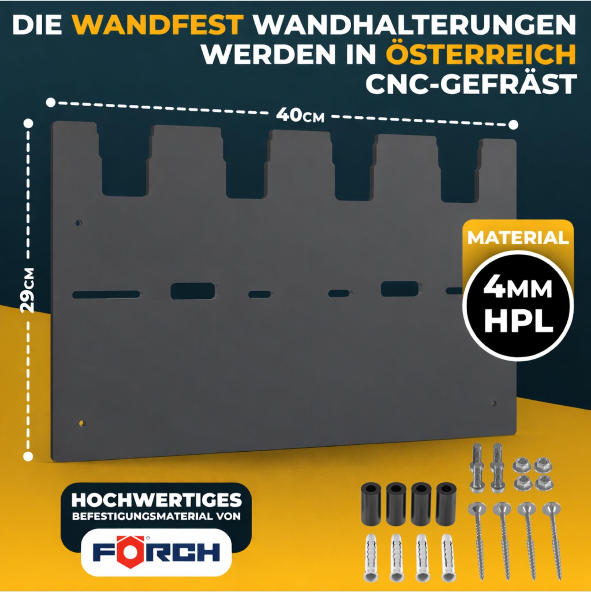 Wandfest Wandhalterung für DeWalt Akkus und Ladegeräte Made in Austria 1-4 Akkus