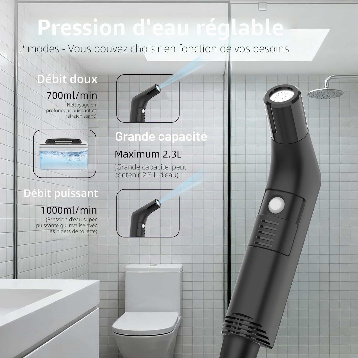 Pulvérisateur de voyage personnel électrique rechargeable pour toilettes, salle de bain et randonnée en plein air