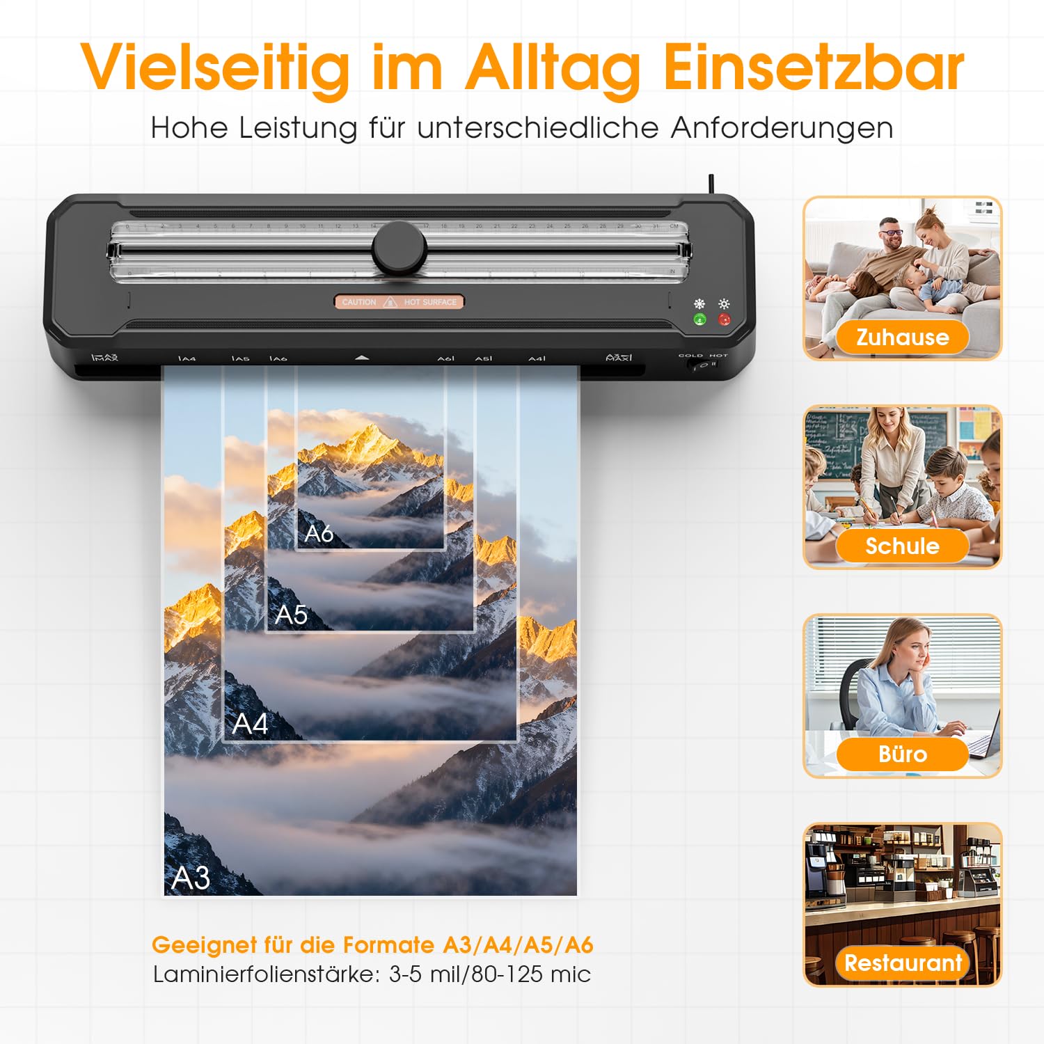 Cenova Laminiergerät A3, 4 in 1 Laminiergerät mit 10 Laminierfolien für A3/A4/A5/A6, Heiß und Kalt Laminiergerat Set mit Papierschneider und Eckrunde