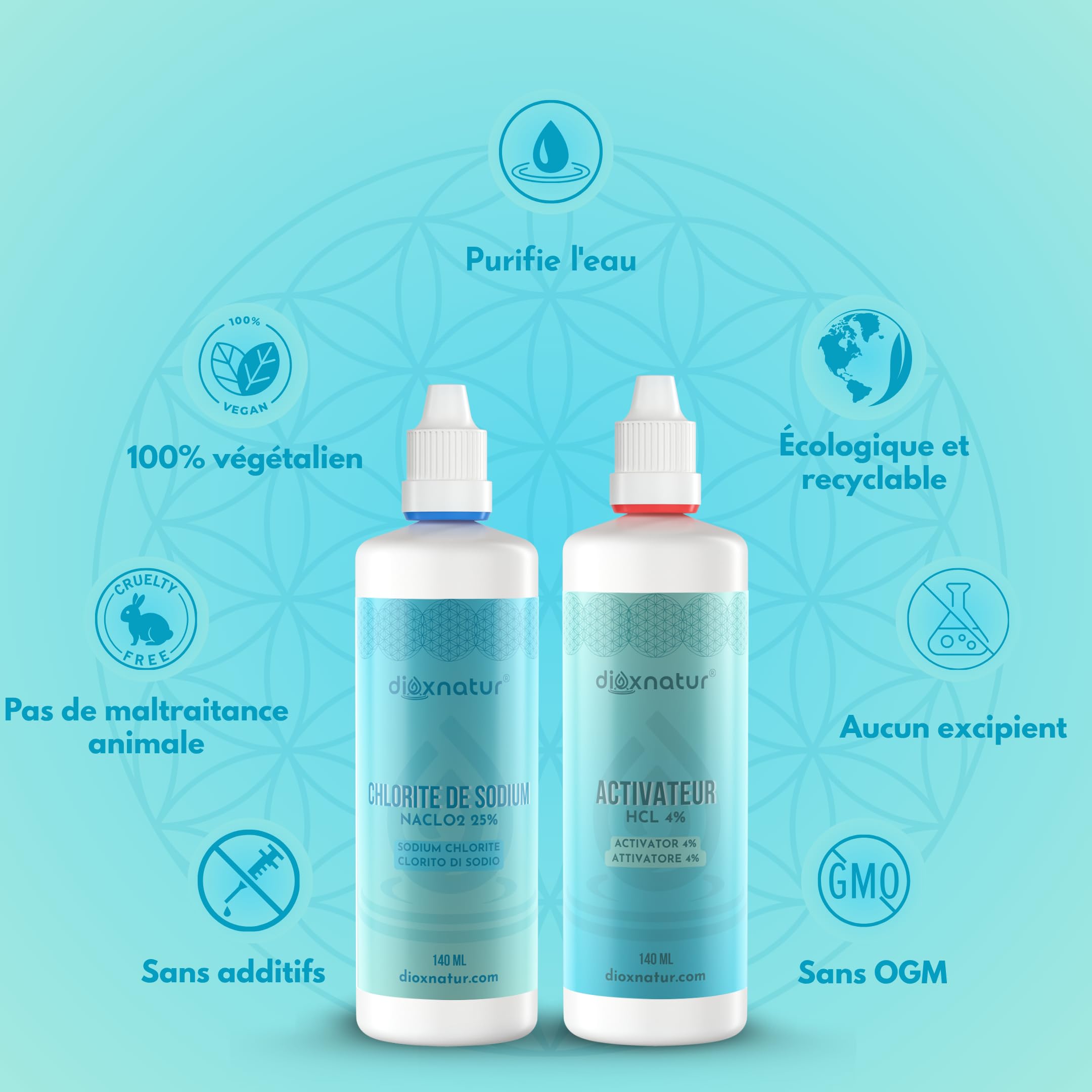 Kit de production de dioxyde de chlore 140ml - Non destiné à la consommation humaine (Direct)