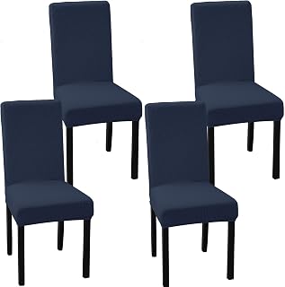 Juego de 4 o 6 fundas para sillas de comedor, fundas elásticas para sillas de comedor, fundas extraíbles y lavables, protector de silla para banquetes, cocina, fiestas y hogar (azul marino,