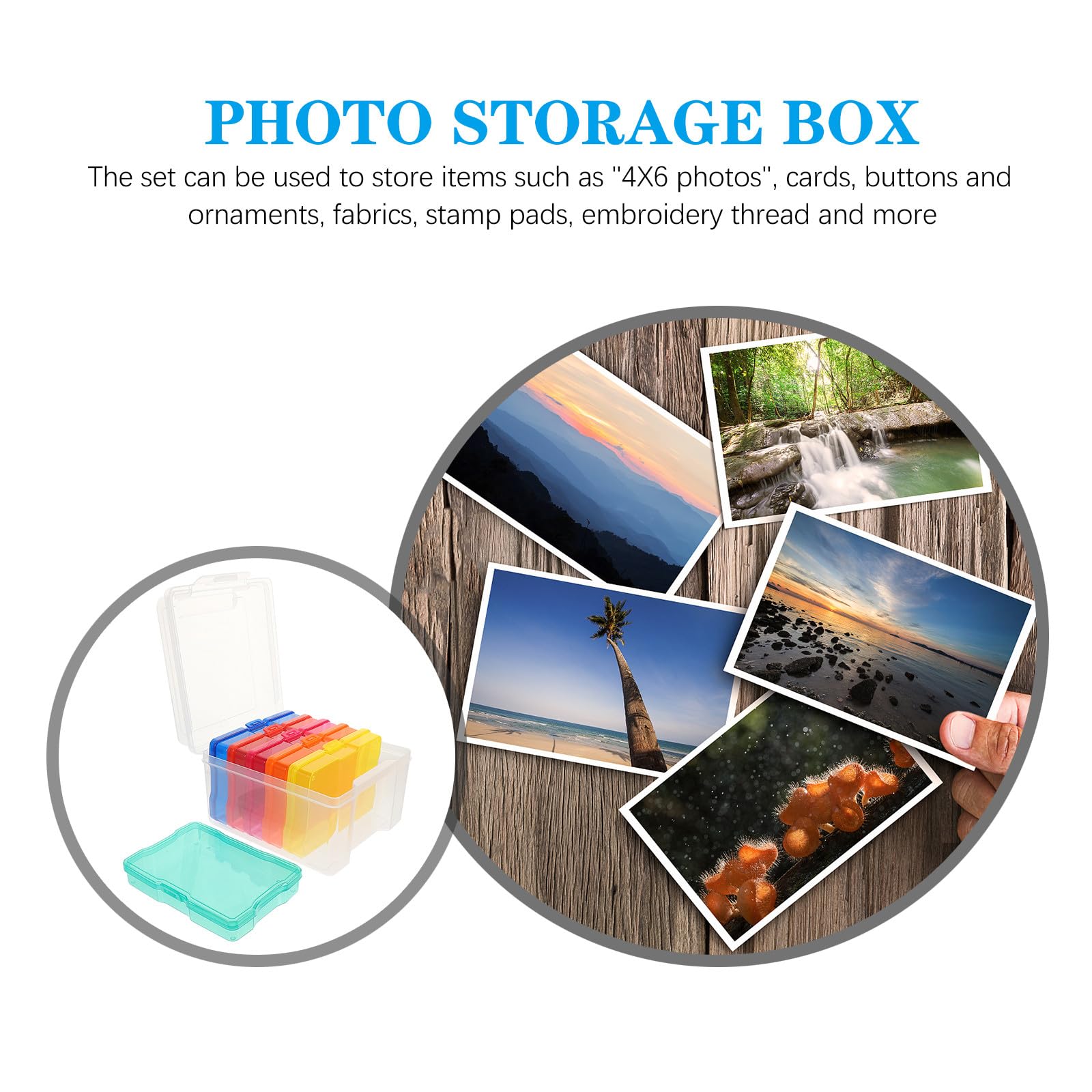Beavorty Scatola Portafoto 4x6 in Plastica Resistente, Organizzatore di Foto e Cartoline, Custodia Portatile per Piccoli Oggetti e Accessori, per Ordine Scrivania e Archiviazione Domestica