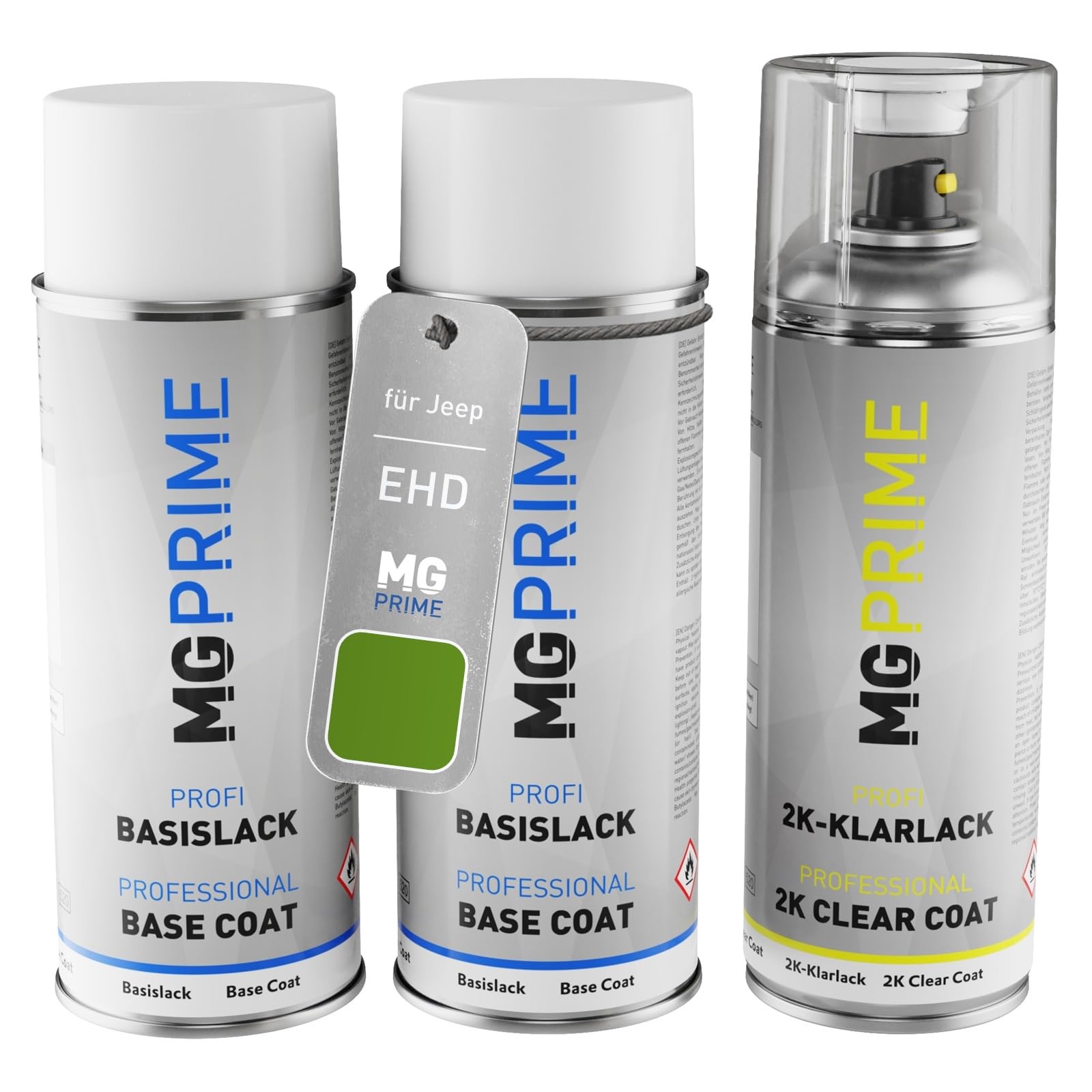 MG PRIME Vernice per auto Bombolette spray per Jeep EHD Automatic Scan +2K | Kit vernice di fondo + base + trasparente 2K, bombolette spray 400ml