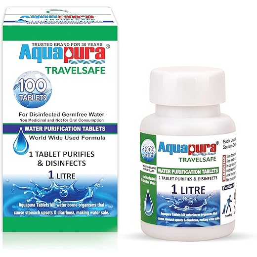 Aquapura Travelsafe Water Purification Tabs, 100 Tablets
