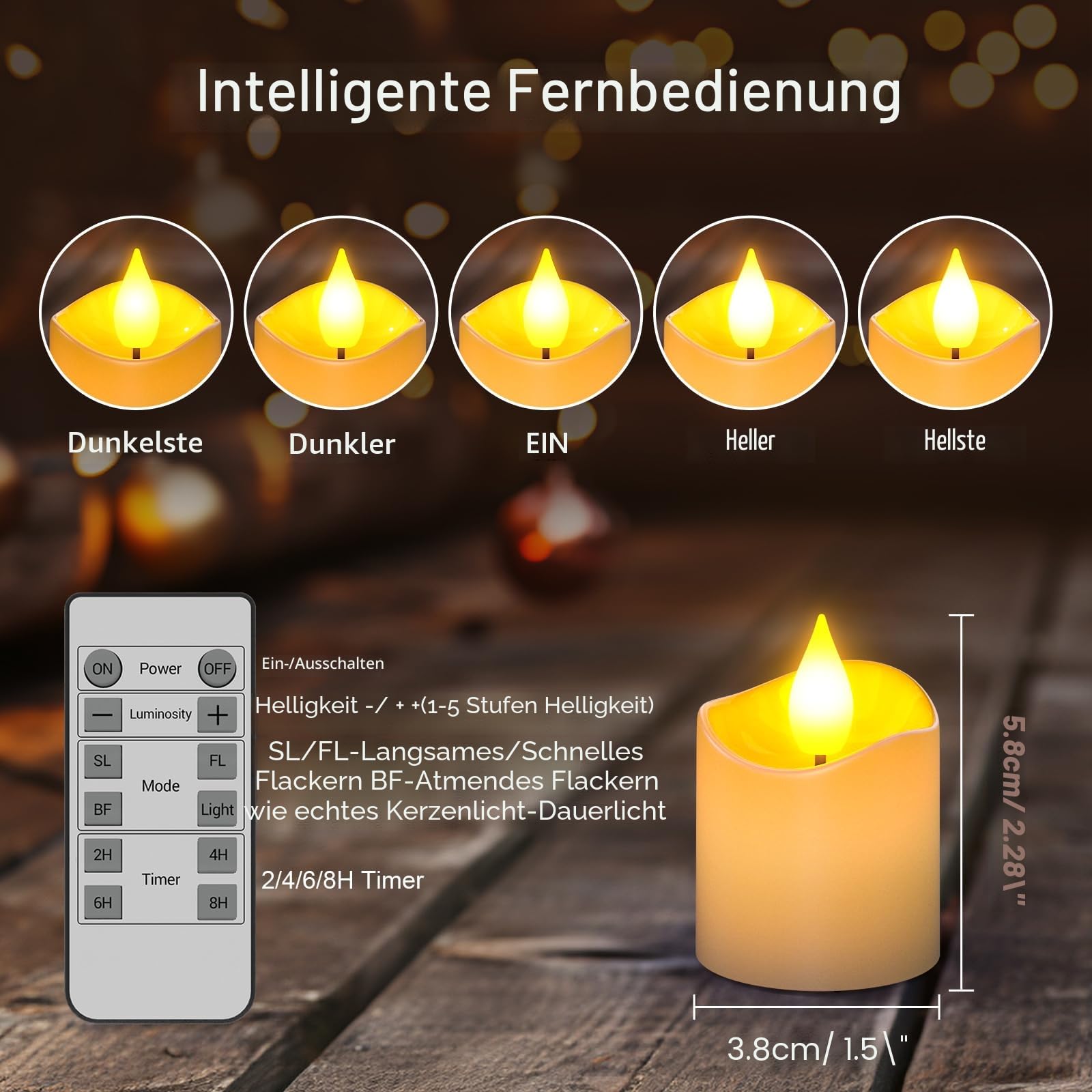 SoulBay Aufladbare LED Teelichter 12 Stück mit Ladestation Timer Fernbedienung