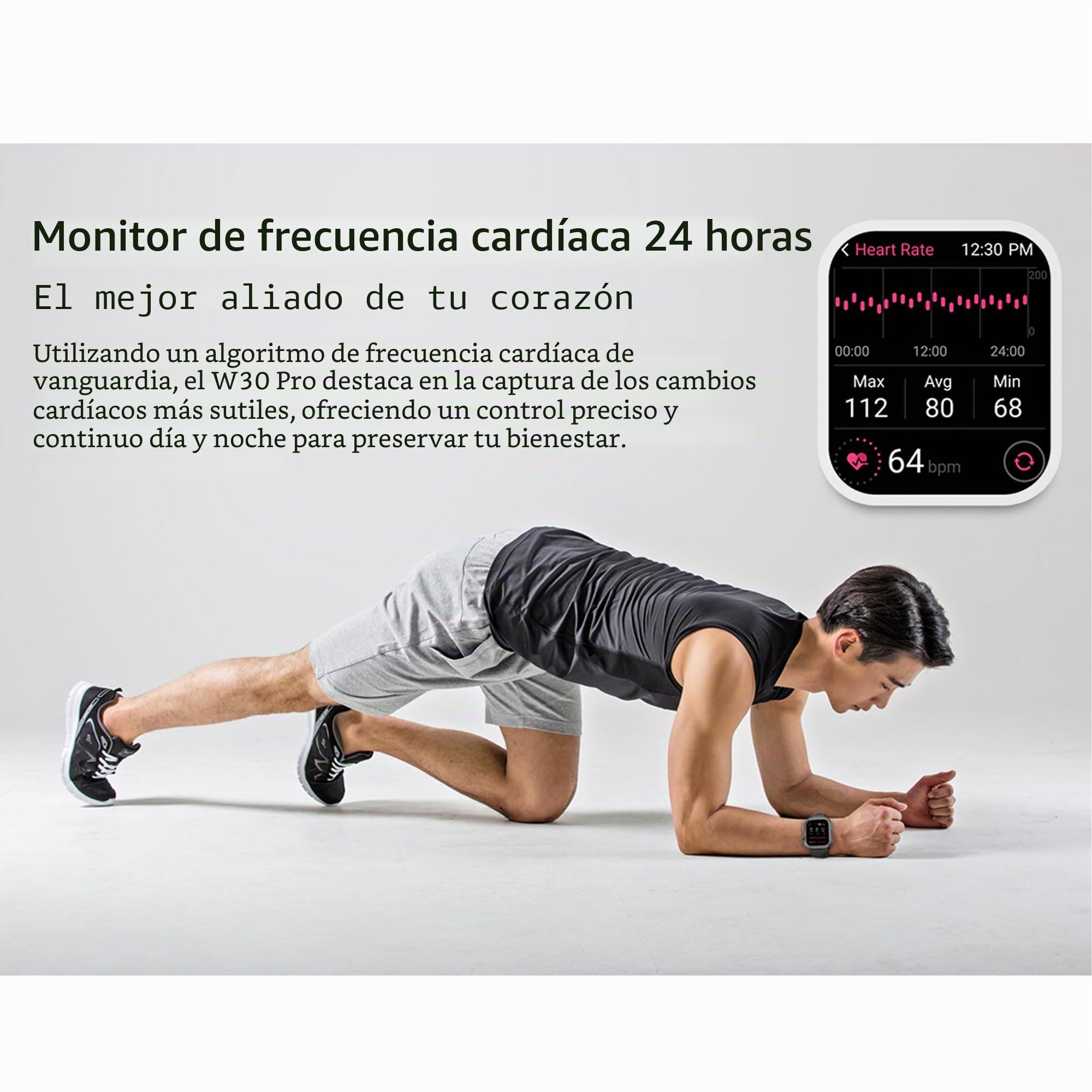 Blackview W30 - Reloj Deportivo Inteligente con Pantalla de 1.91" + 100 Modos de Entrenamiento y notificaciones, Profundidad de Buceo de 10 m, autonomía de 7 días, micrófono, Negro, Negro, 320x380,
