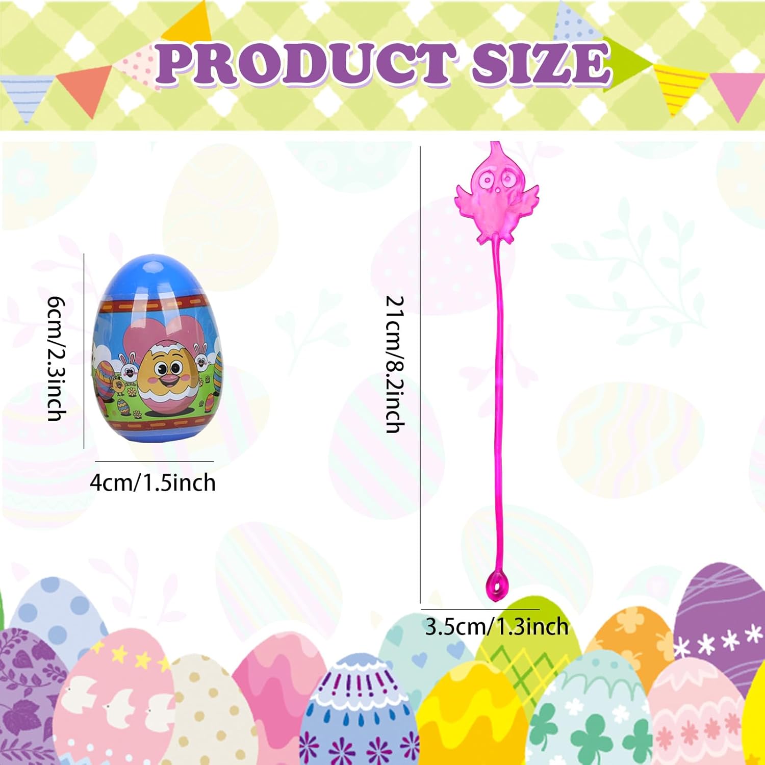 VOMAOK 24pcs Prefilled Easter Eggs with Easter Sticky Hands Toy Inside for Kids Boys Girls Easter Basket Stuffers,Eggs Hunt ,Party Favors