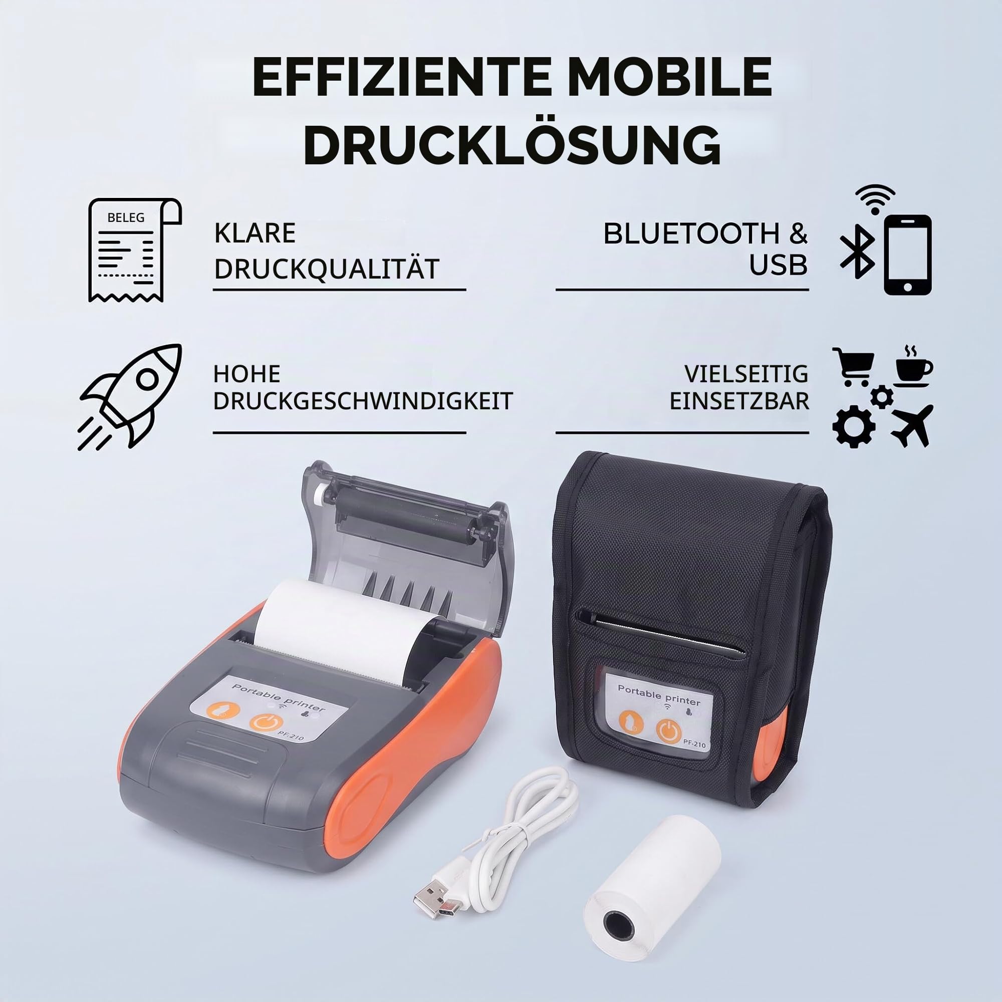 Fafeicy Bluetooth Belegdrucker Mini, 90mm/s