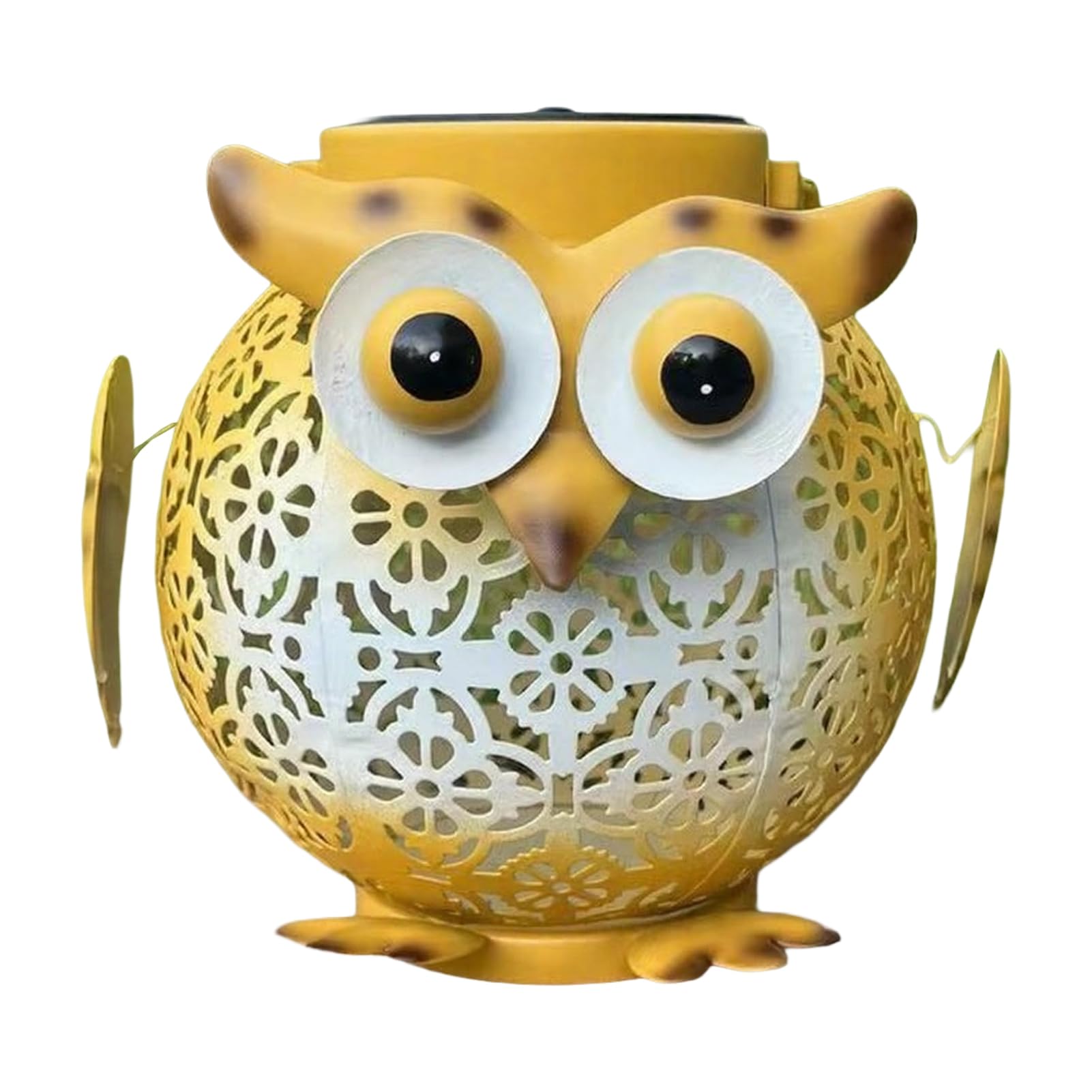 sugerou Metal Solar Lights Outdoor Owl Garden Decor, Waterproof Hanging Wall Decor for Patio Yard Porch Pathway 6.5 Inch Warm White B