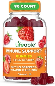 Lifeable Immune Support Gummies for Adult | Elderberry Vitamin C and Zinc | Great Tasting Elderberry Immune Support Supplement Gummies | Immunity Gummies for Adults, Men, Women | 90 Gummies Lifeable Immune Support Gummies for Adult | Elderberry Vitamin C and Zinc | Great Tasting Elderberry Immune Support Supplement Gummies | Immunity Gummies for Adults, Men, Women | 90 Gummies